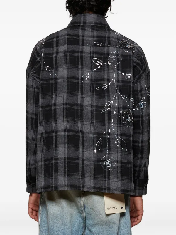 美品☆定価約4,8万 haute hippie ラインストーン チェックシャツ 美品☆定価約4,8万 haute hippie ラインストーン チェックシャツ