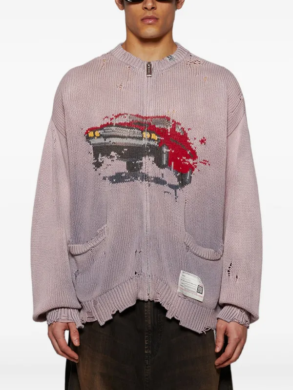 Maison MIHARA YASUHIRO Car Distresses Cardigan | Pink | FARFETCH