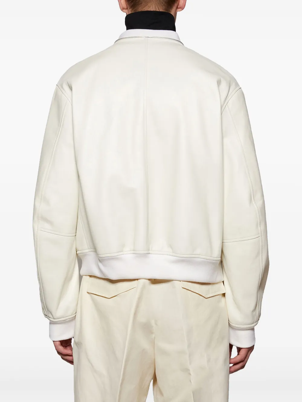 Jil Sander Leren bomberjack Beige