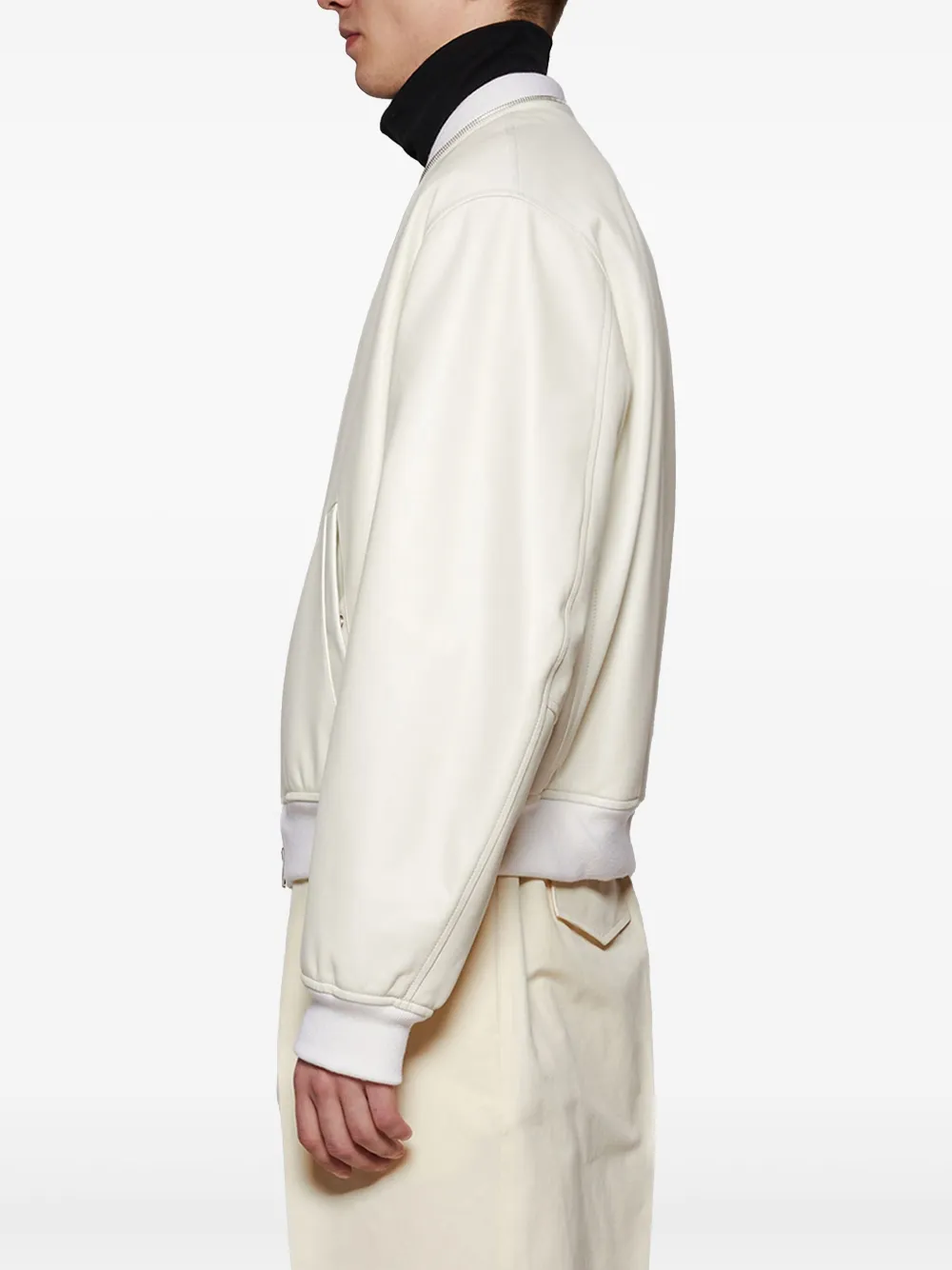 Jil Sander Leren bomberjack Beige