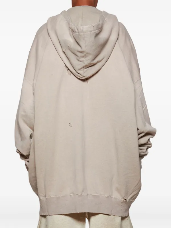 Maison MIHARA YASUHIRO Distressed zip-up Hoodie | Neutrals | FARFETCH