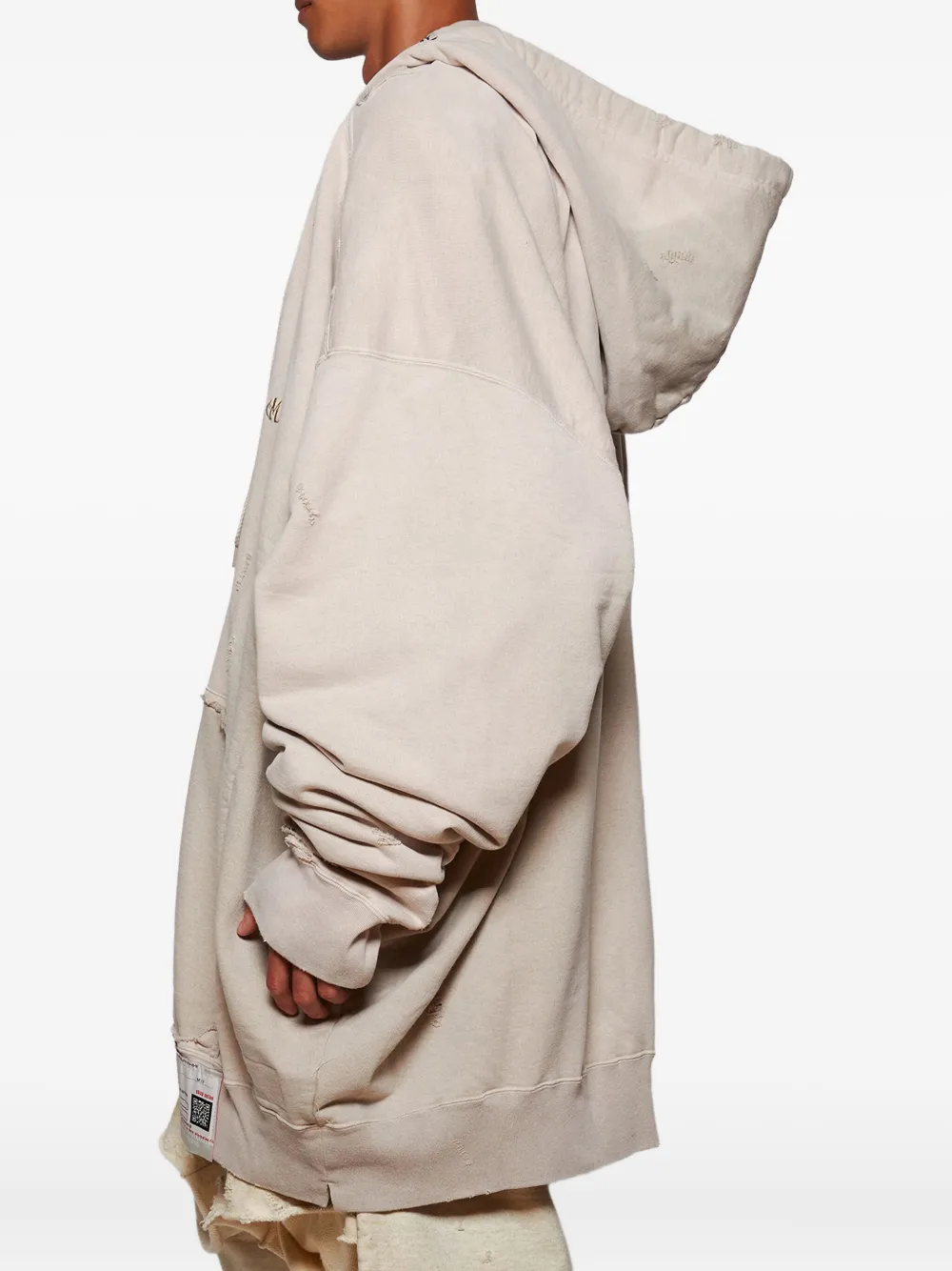 Miharayasuhiro Distressed Zip-up Hoodie In Neutral