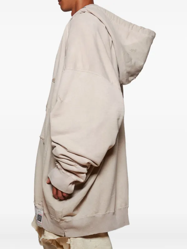 Maison MIHARA YASUHIRO Distressed zip-up Hoodie | Neutrals | FARFETCH
