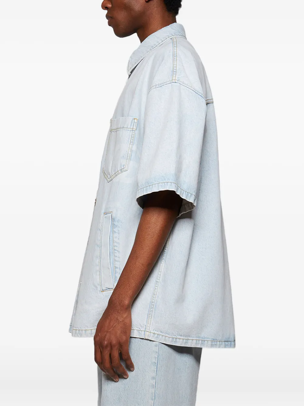 Gucci short-sleeve denim shirt Blauw
