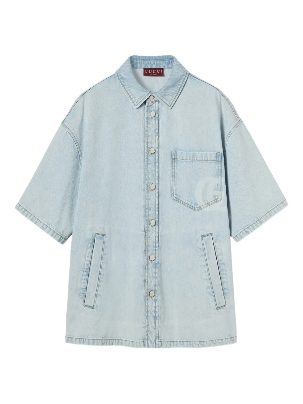 Gucci short-sleeve denim shirt Blauw