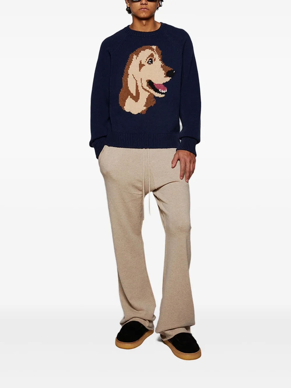 The Elder Statesman retriever-motif sweater - Blauw