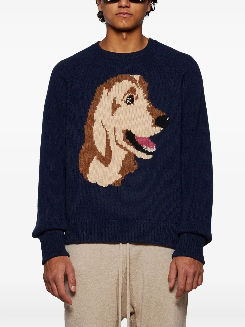 The Elder Statesman Trui met patroon Blauw