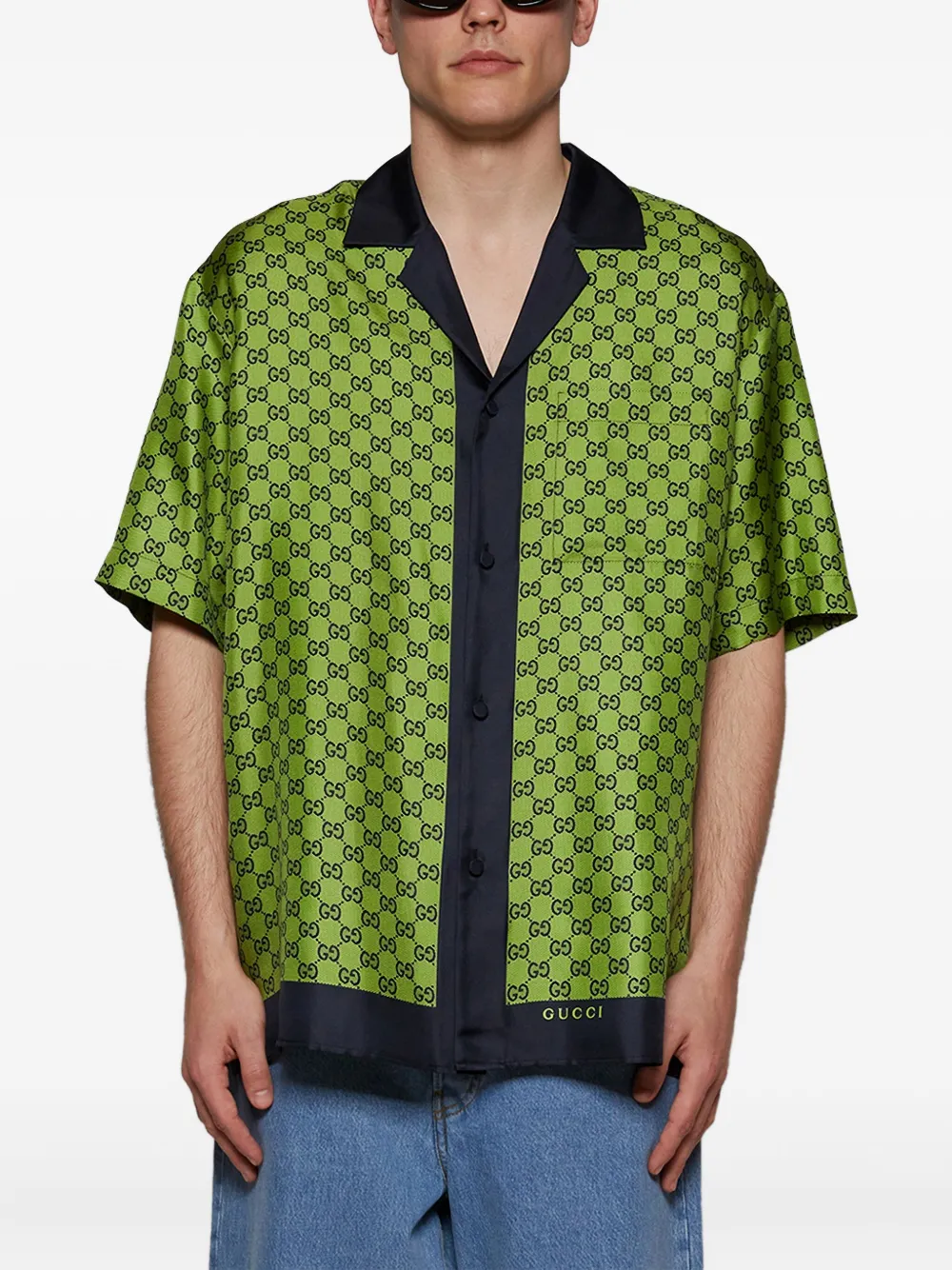 Gucci Overhemd met print Groen