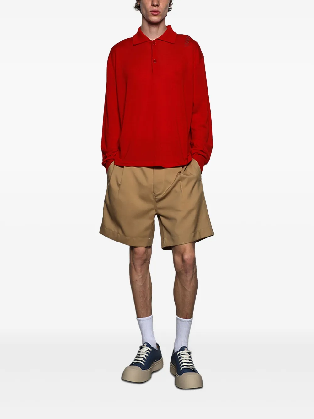 Marni Poloshirt met geborduurd logo - Rood