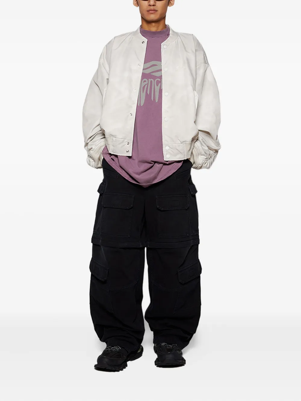 Balenciaga Bomberjack met ballonmouwen en drukknoop Wit