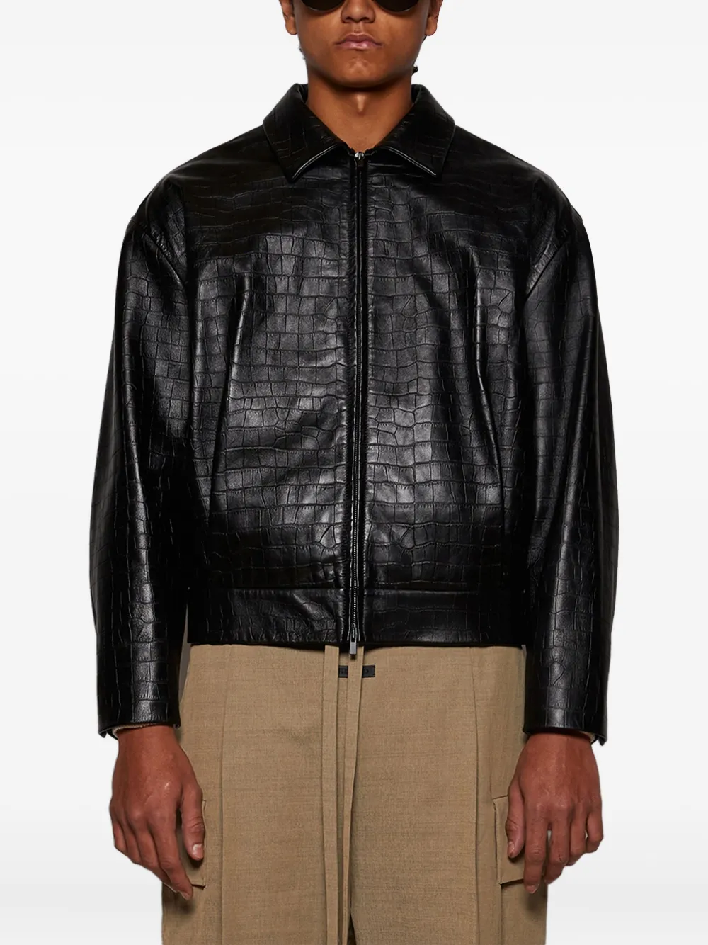 Fear Of God crocodile-effect zip-front jacket Zwart