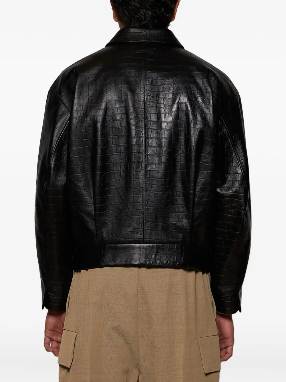 Fear Of God crocodile-effect zip-front jacket Zwart