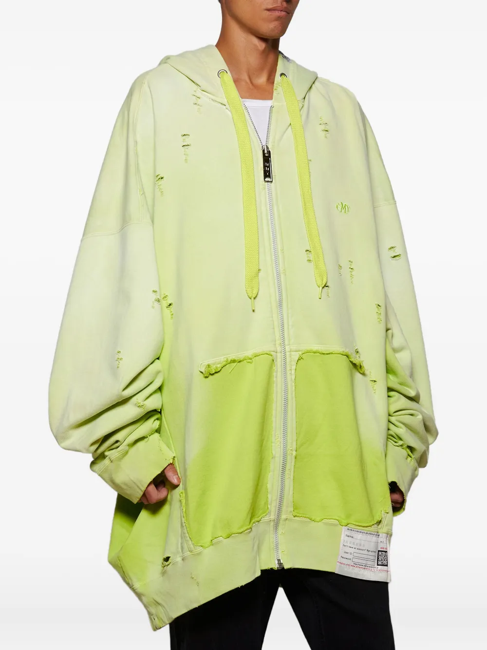 Maison MIHARA YASUHIRO Gerafelde hoodie Geel