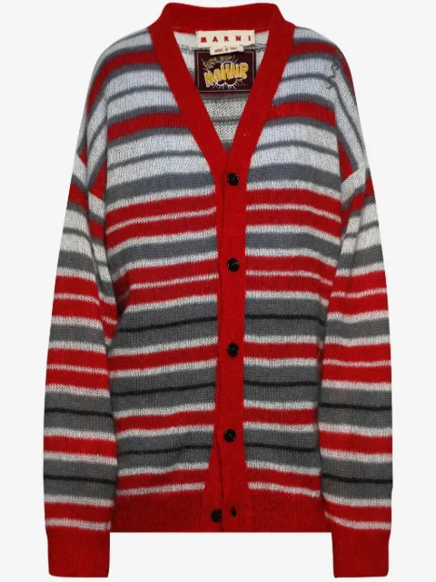 Marni cardigan rayé à col v