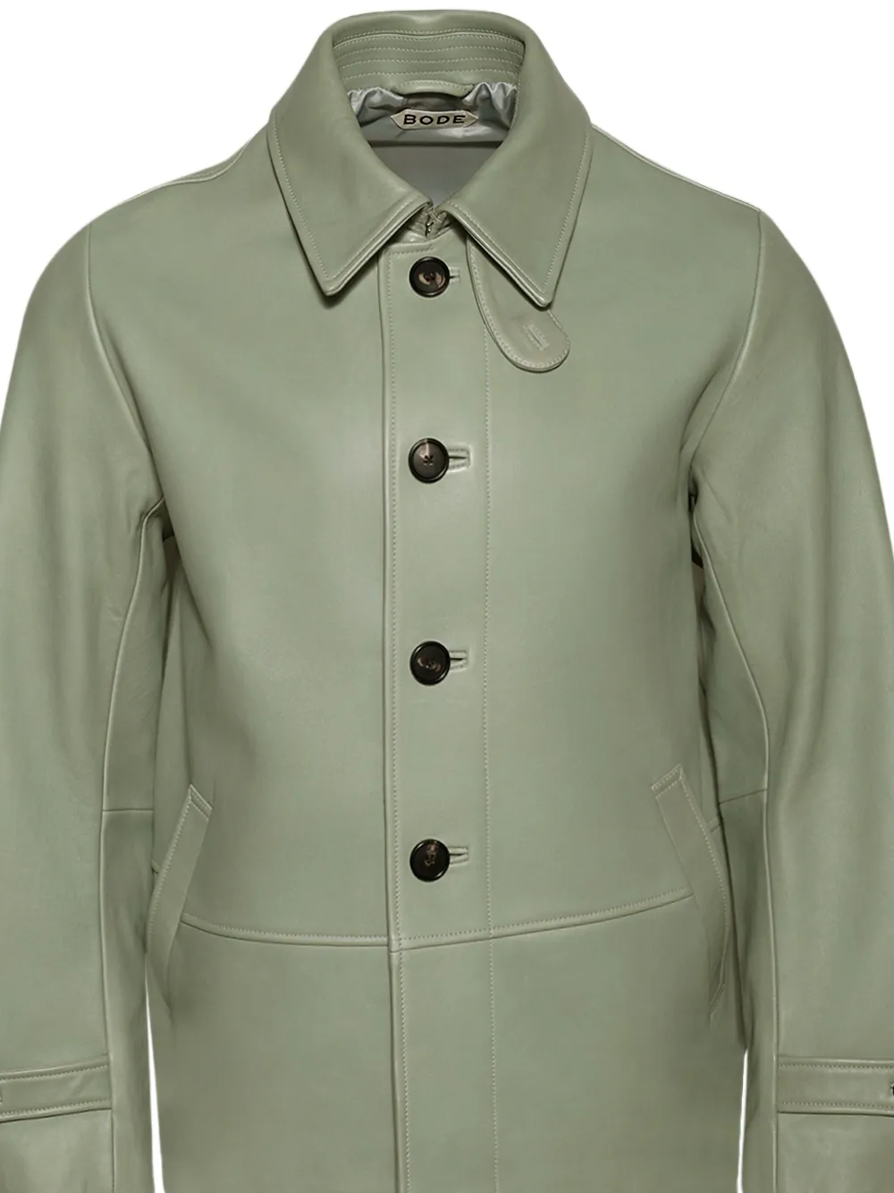 BODE button-fastening leather jacket | 그린 | Image 1