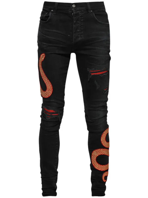 AMIRI Snake スキニージーンズ | ブラック | FARFETCH JP