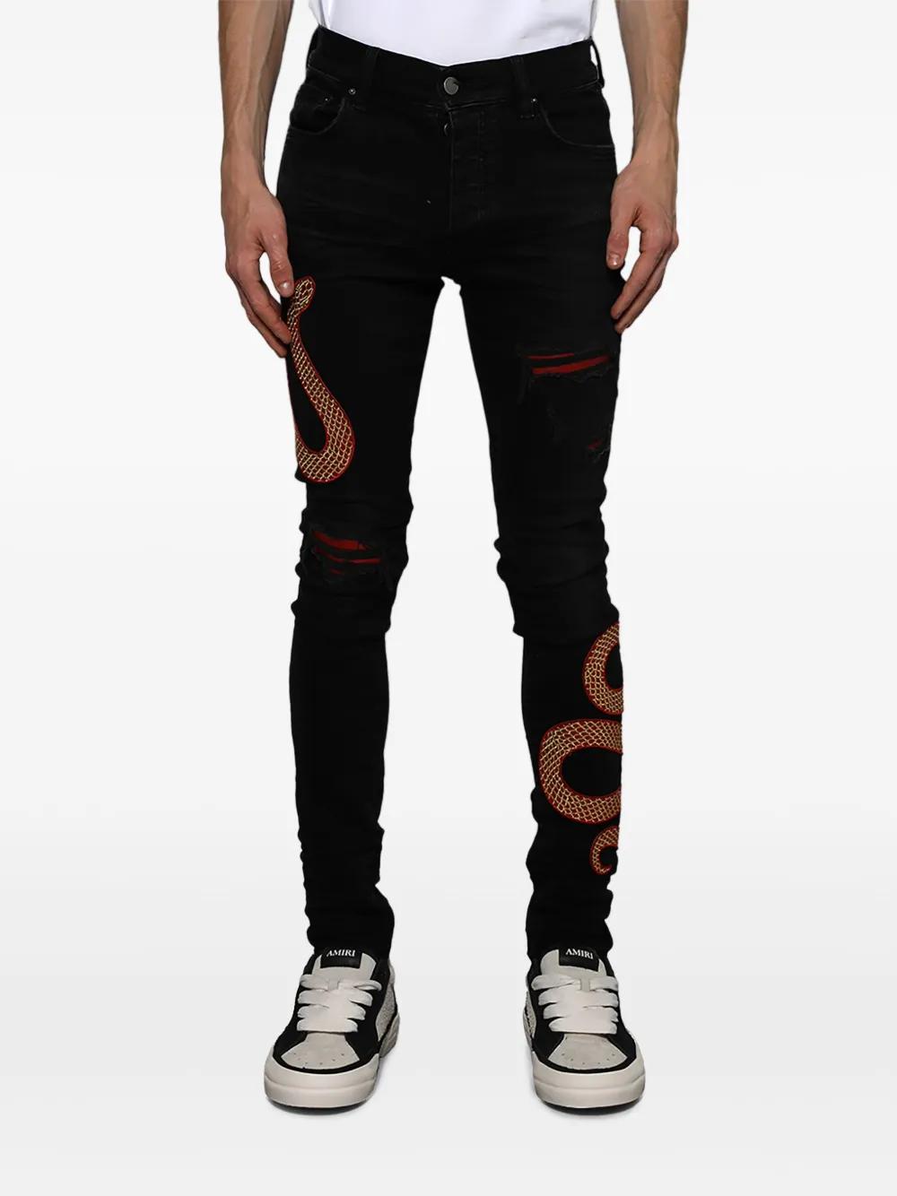 AMIRI SNAKE SKINNY JEANS