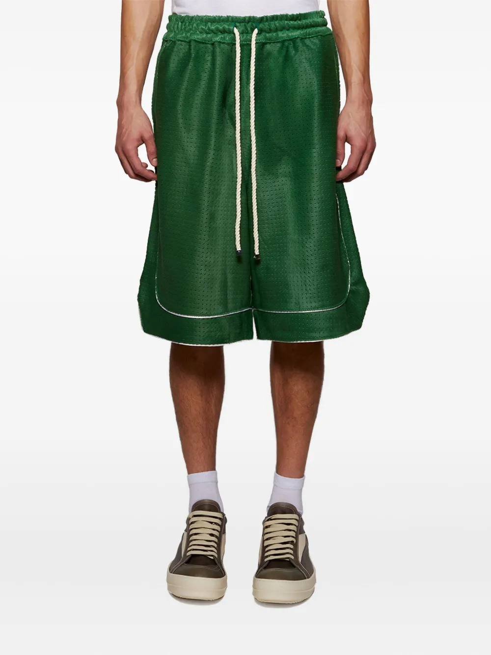 Nahmias Leren shorts Groen