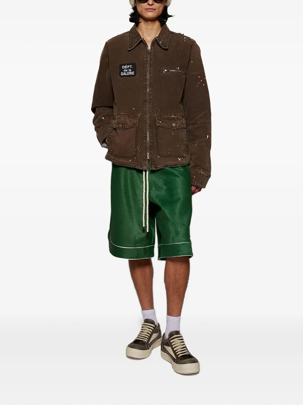 Nahmias Leren shorts Groen