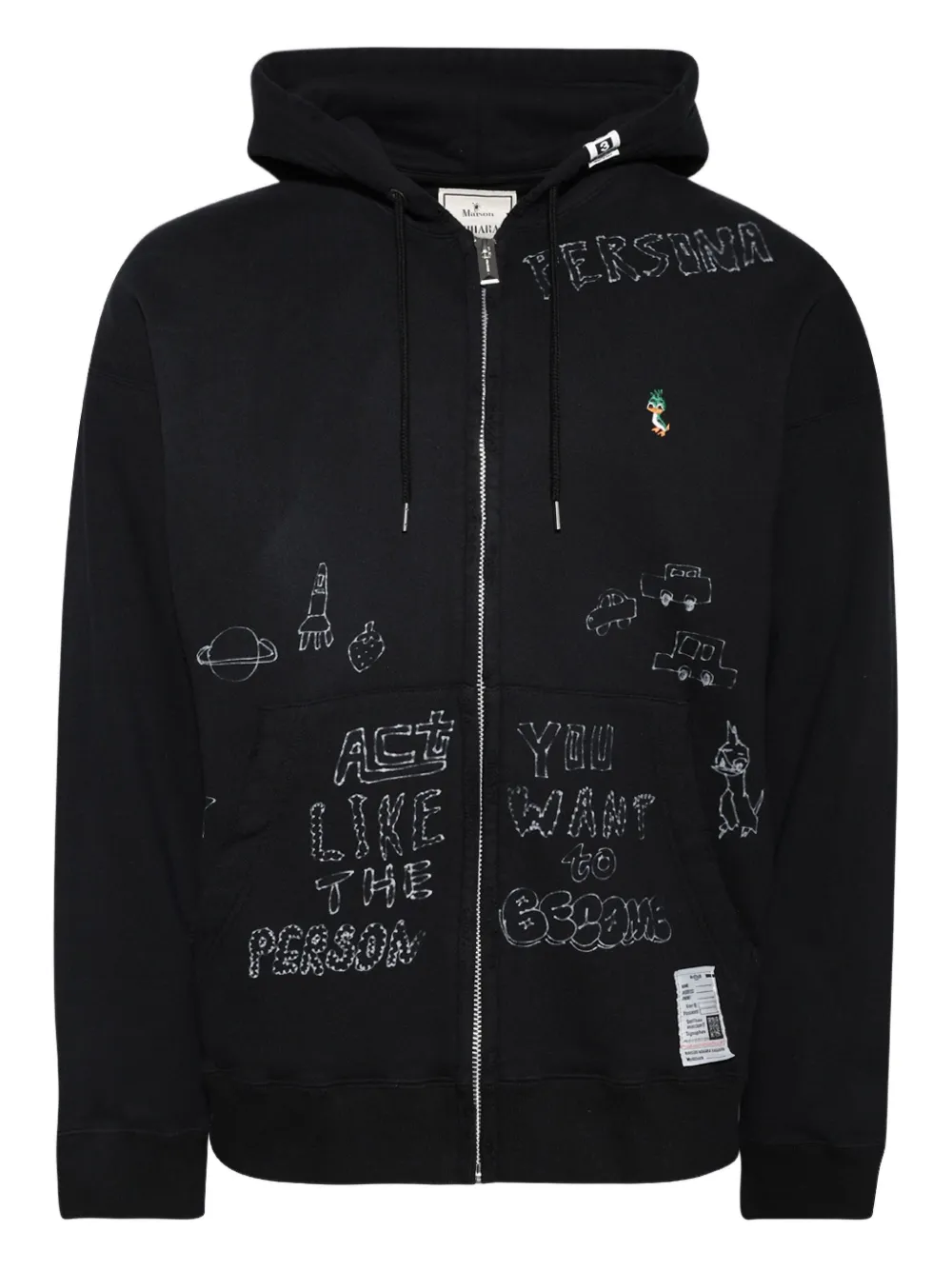 Maison MIHARA YASUHIRO hoodie con efecto envejecido y cierre | negro | Image 1
