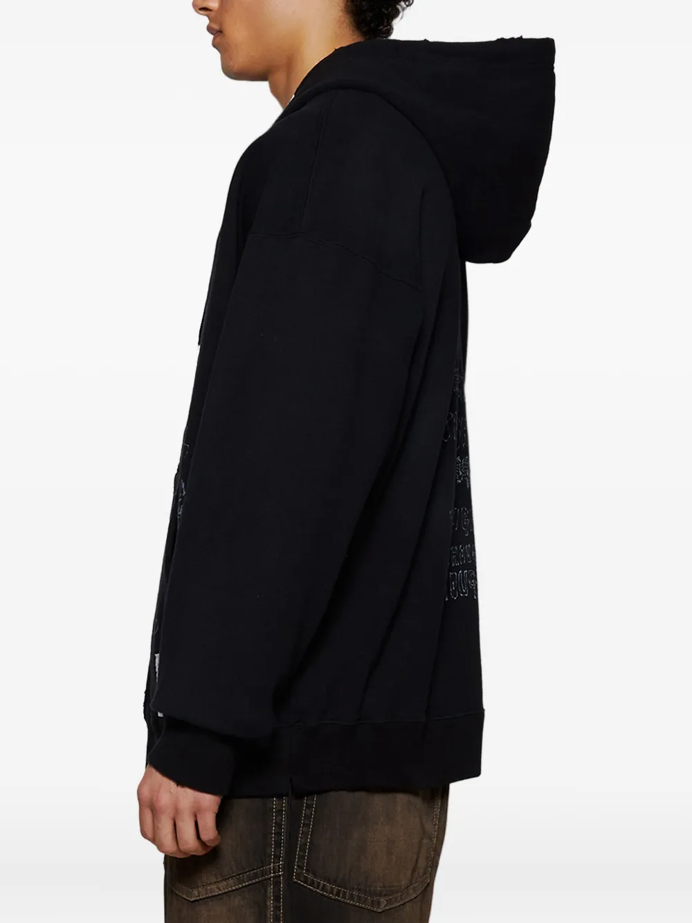 Maison MIHARA YASUHIRO Gerafelde hoodie Zwart