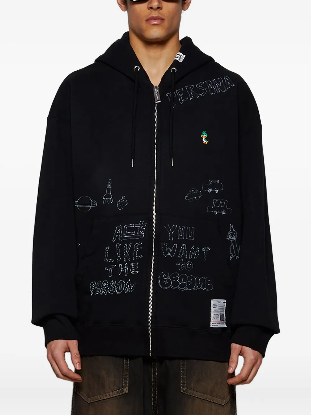 Maison MIHARA YASUHIRO Gerafelde hoodie Zwart