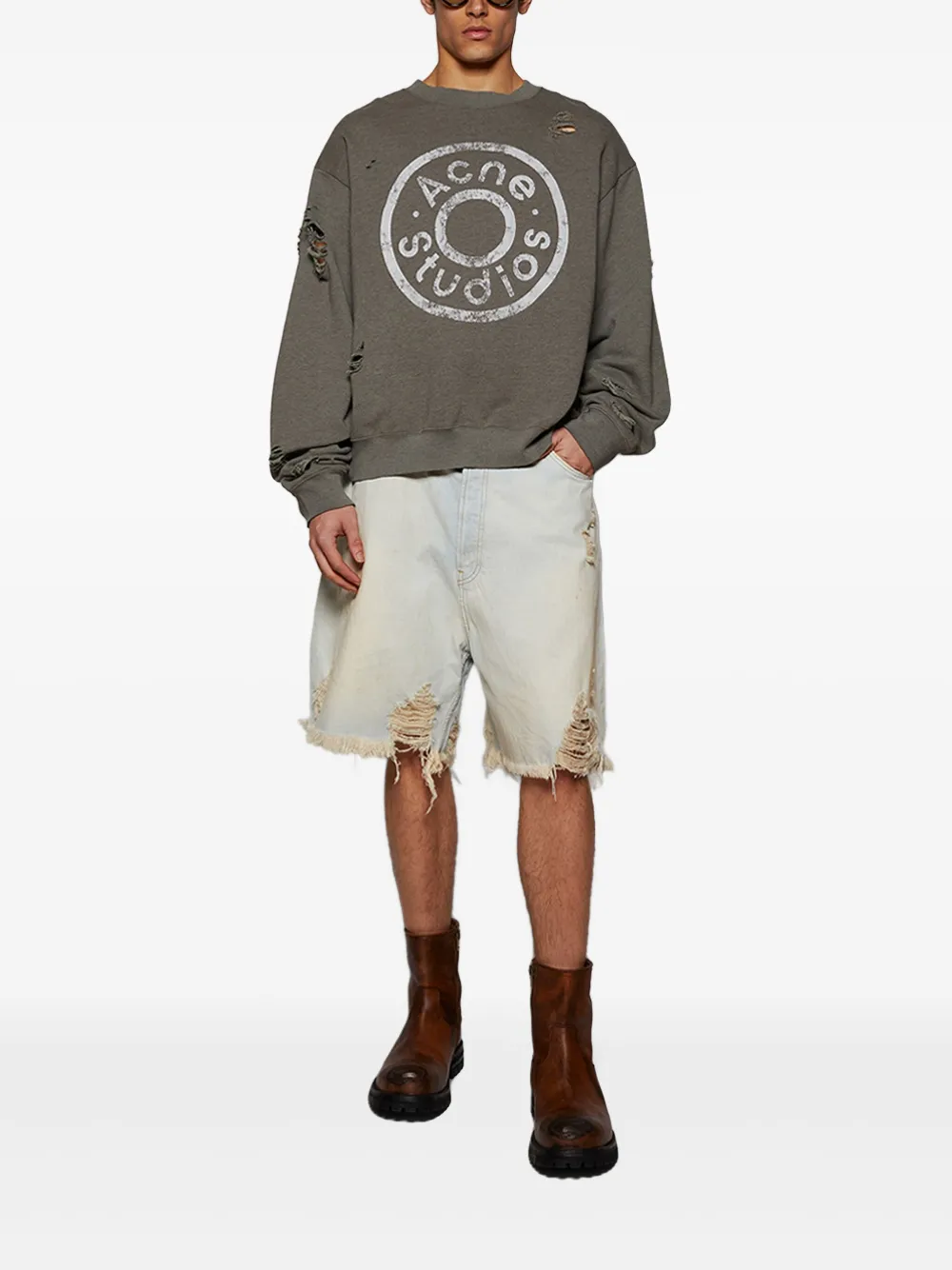 Acne Studios Shorts met gerafeld effect - Blauw