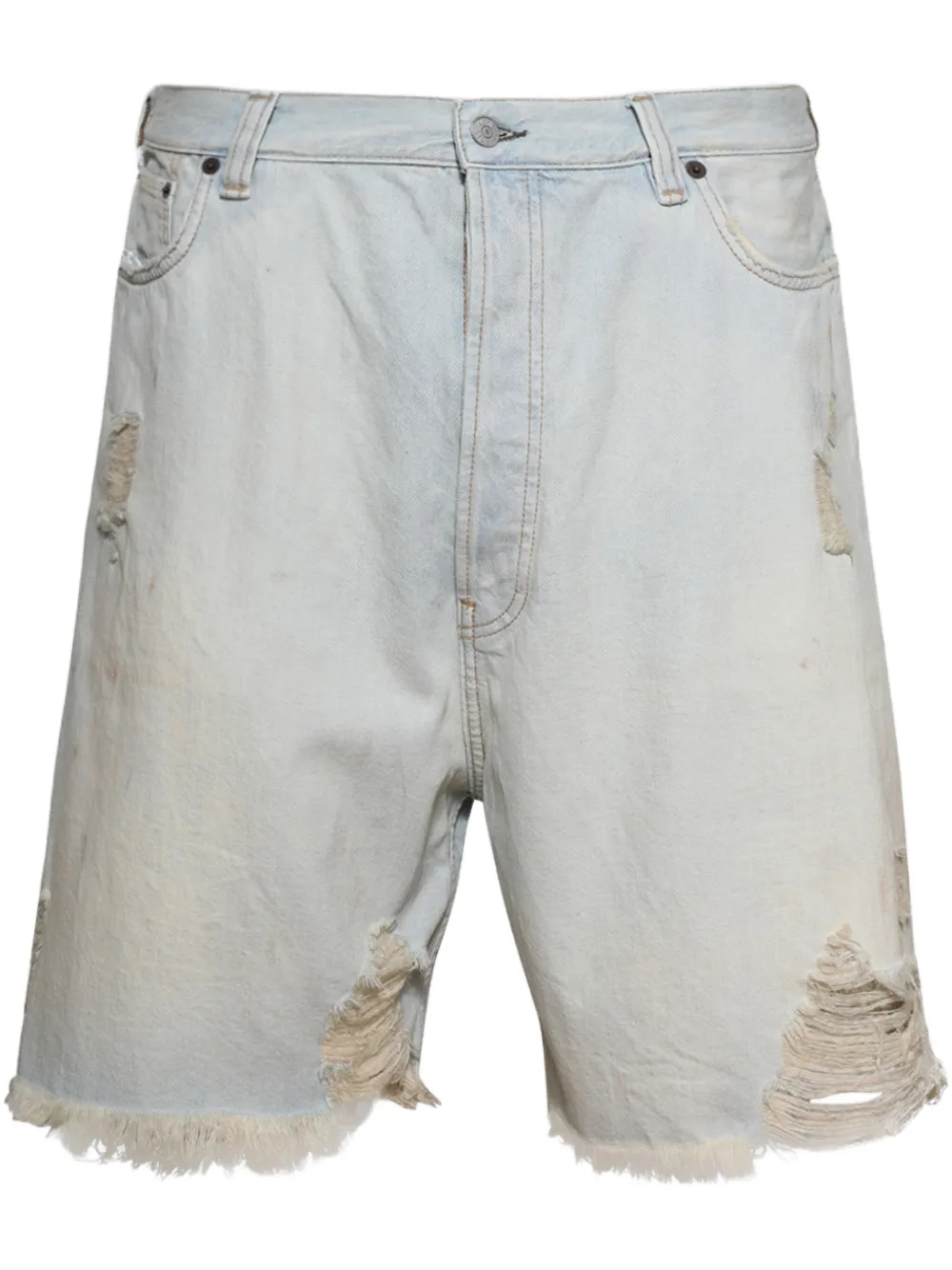 distressed-effect shorts
