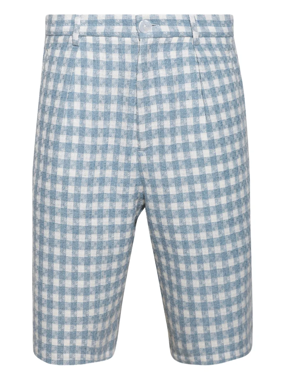 check-patterned shorts