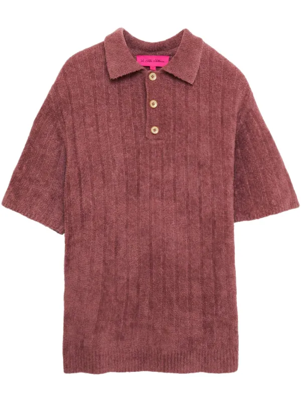 The Elder Statesman Chenille Polo Shirt in Red