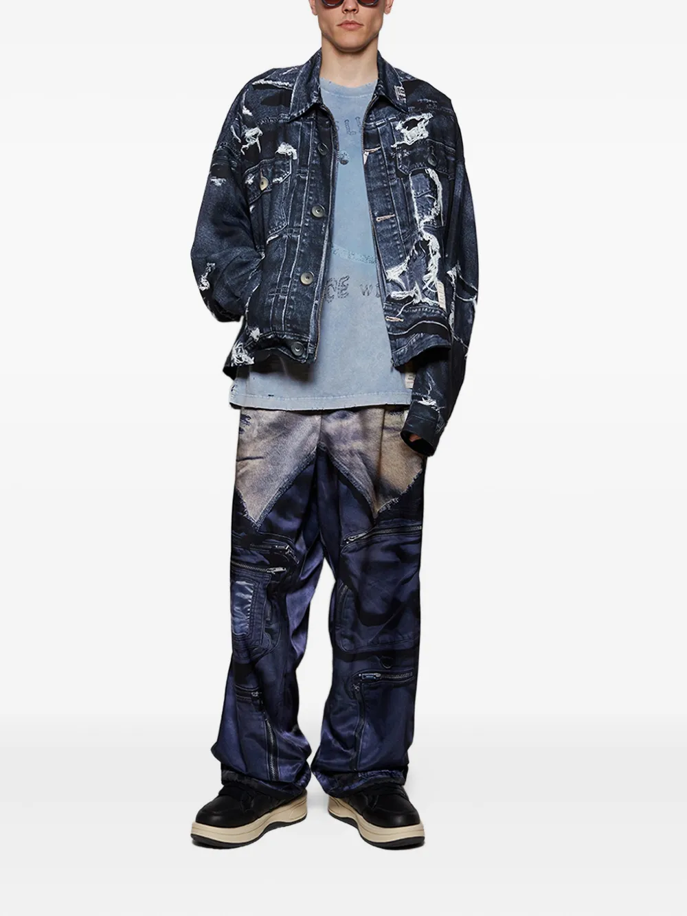 Maison MIHARA YASUHIRO Trompe L'oeil broek - Blauw