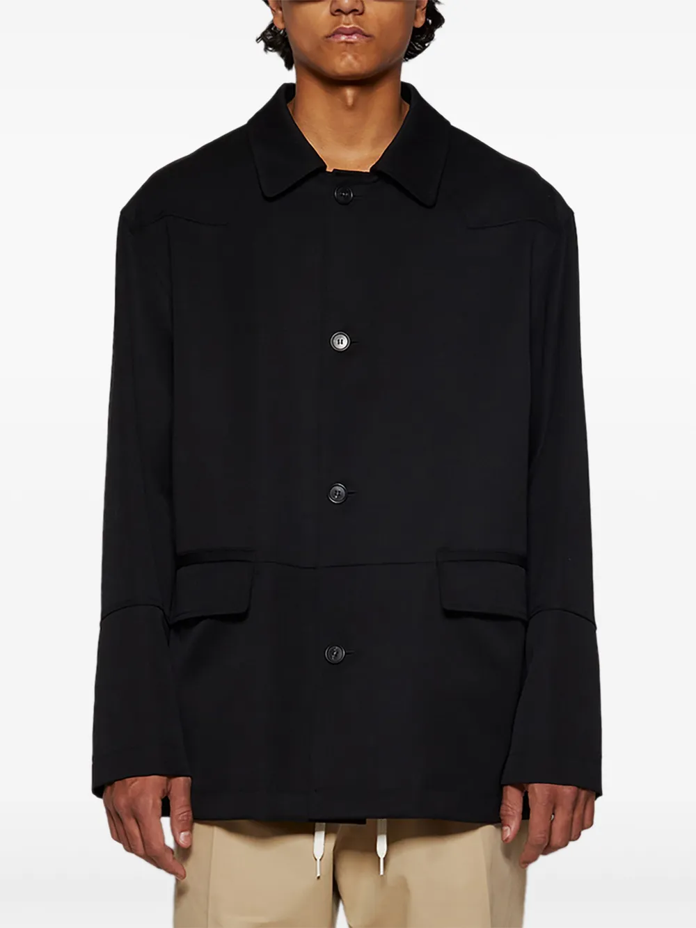 MM6 Maison Margiela Jas met enkele rij knopen Zwart