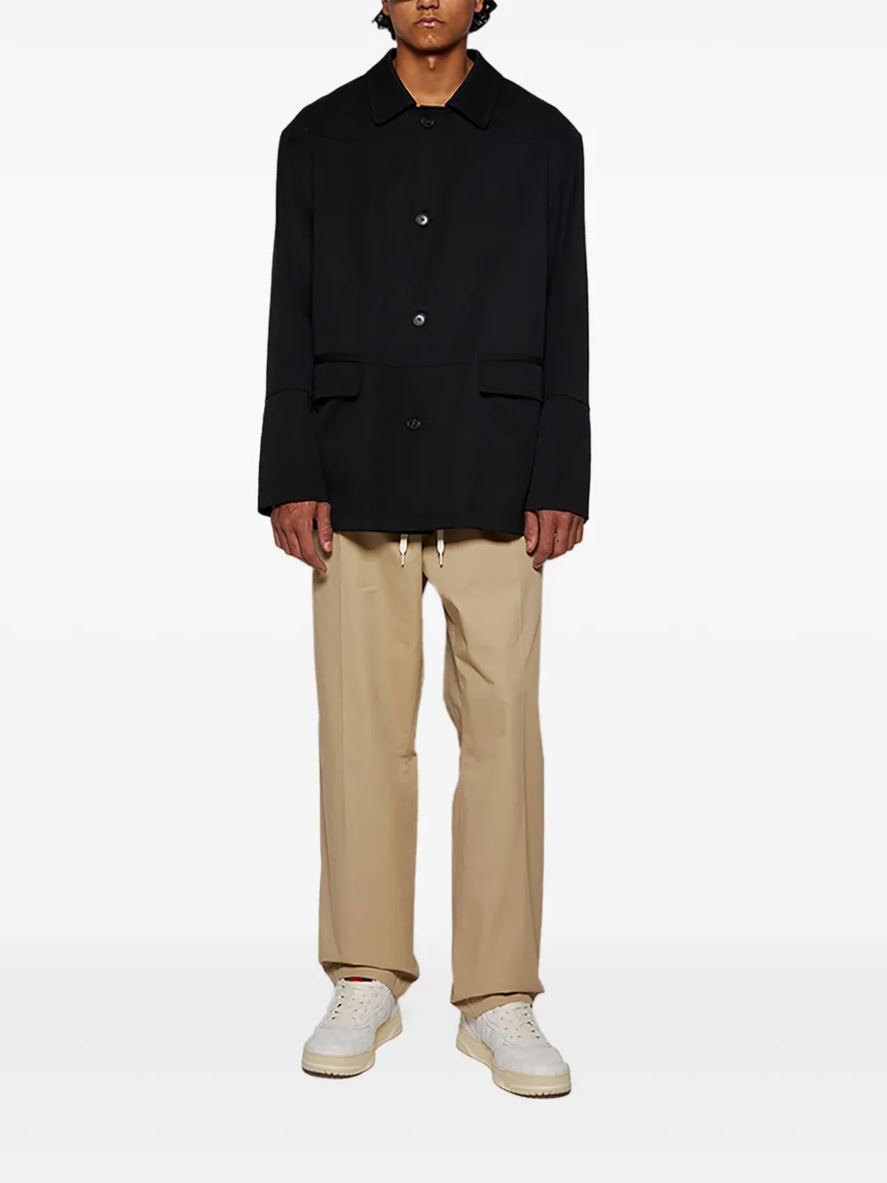 MM6 Maison Margiela Jas met enkele rij knopen Zwart