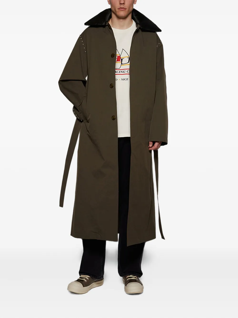 BLUEMARBLE Trenchcoat met ceintuur en studs Groen