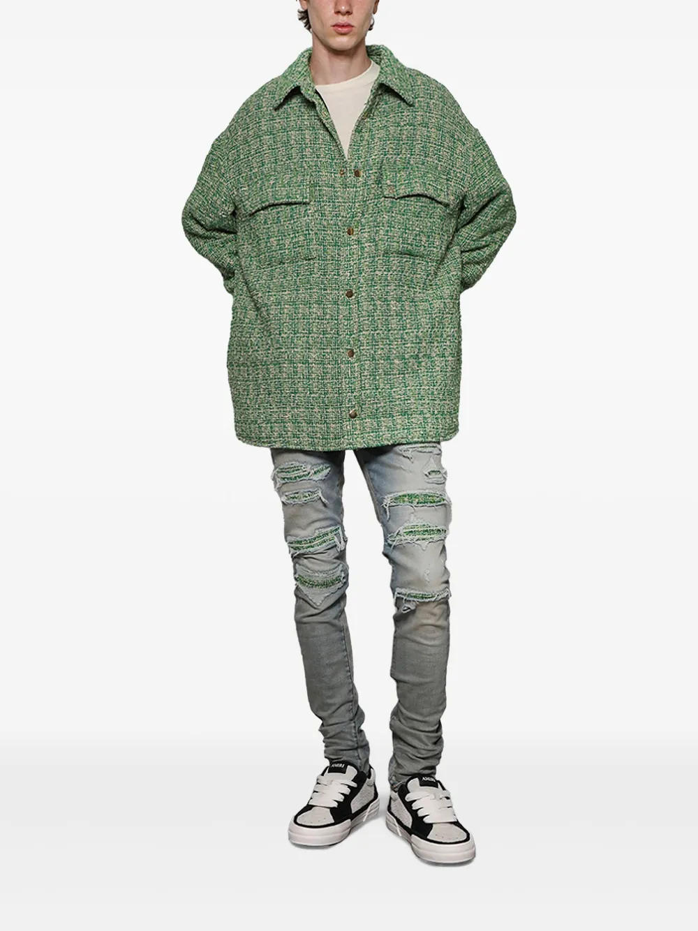 AMIRI Bouclé gewatteerd shirtjack - Groen