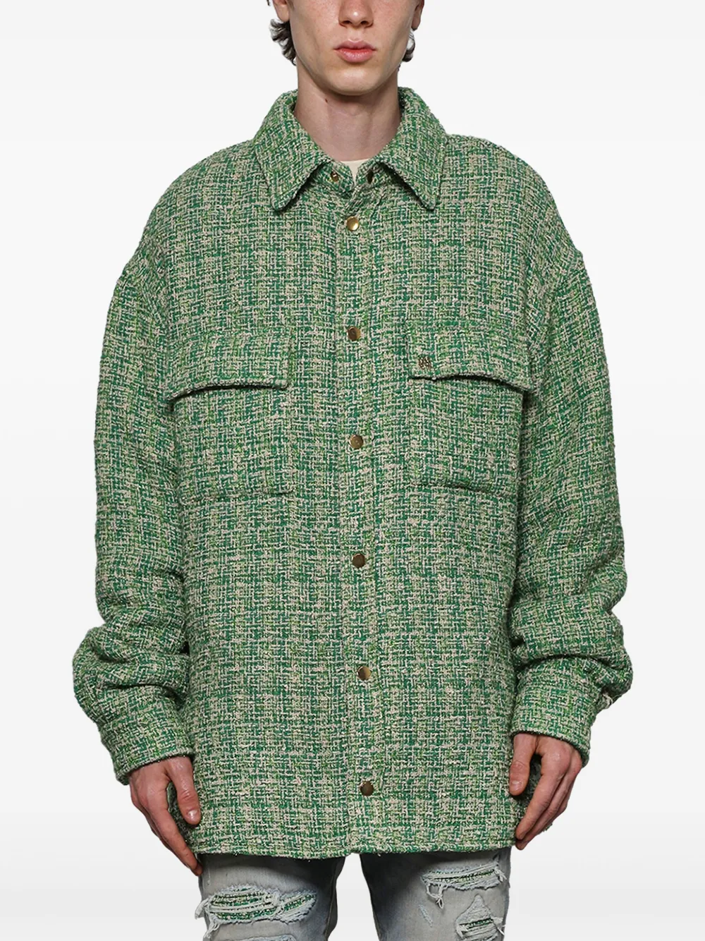 AMIRI Bouclé gewatteerd shirtjack Groen