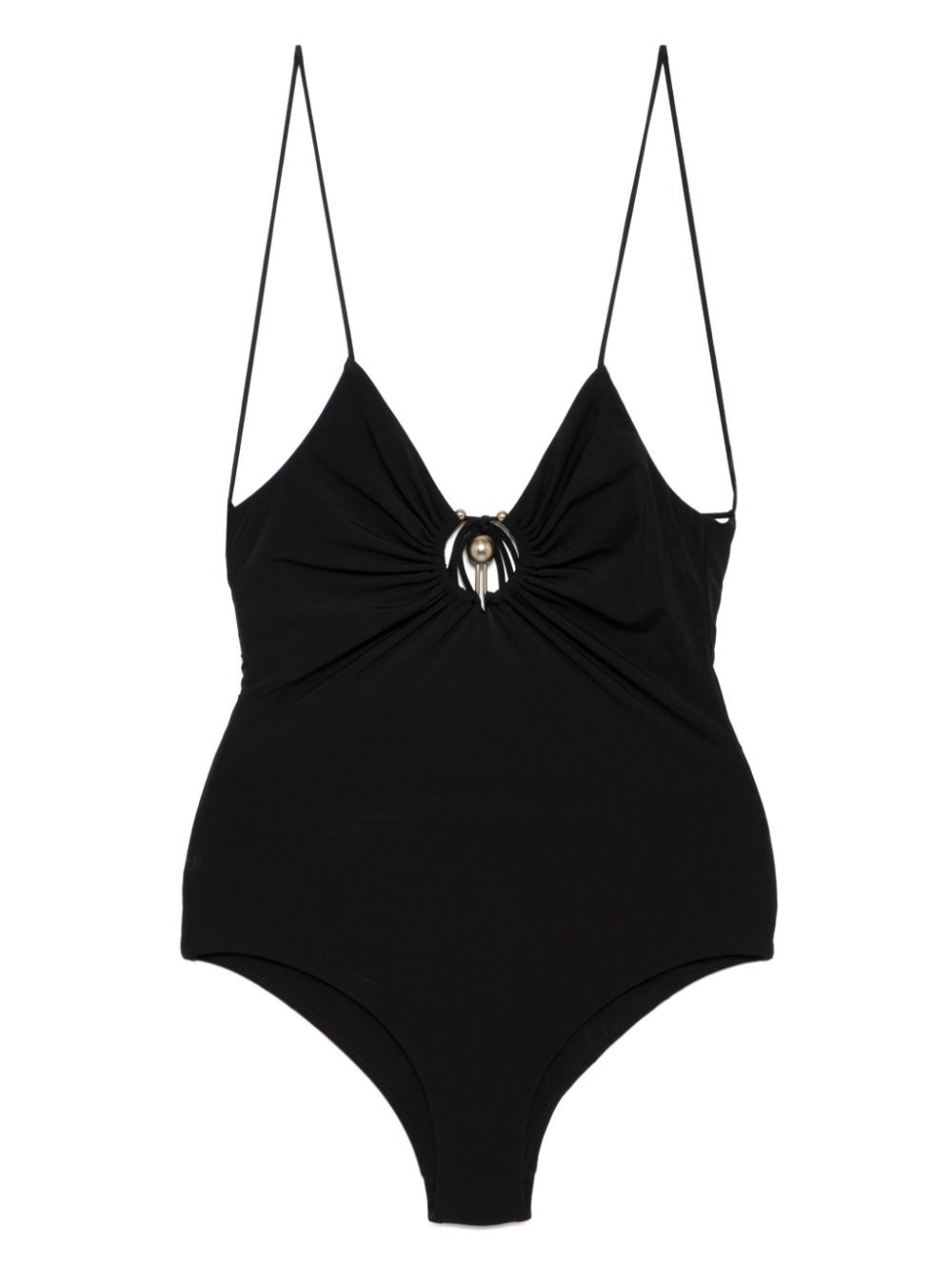 Shop Christopher Esber Ruched Orbit One Piece In Black