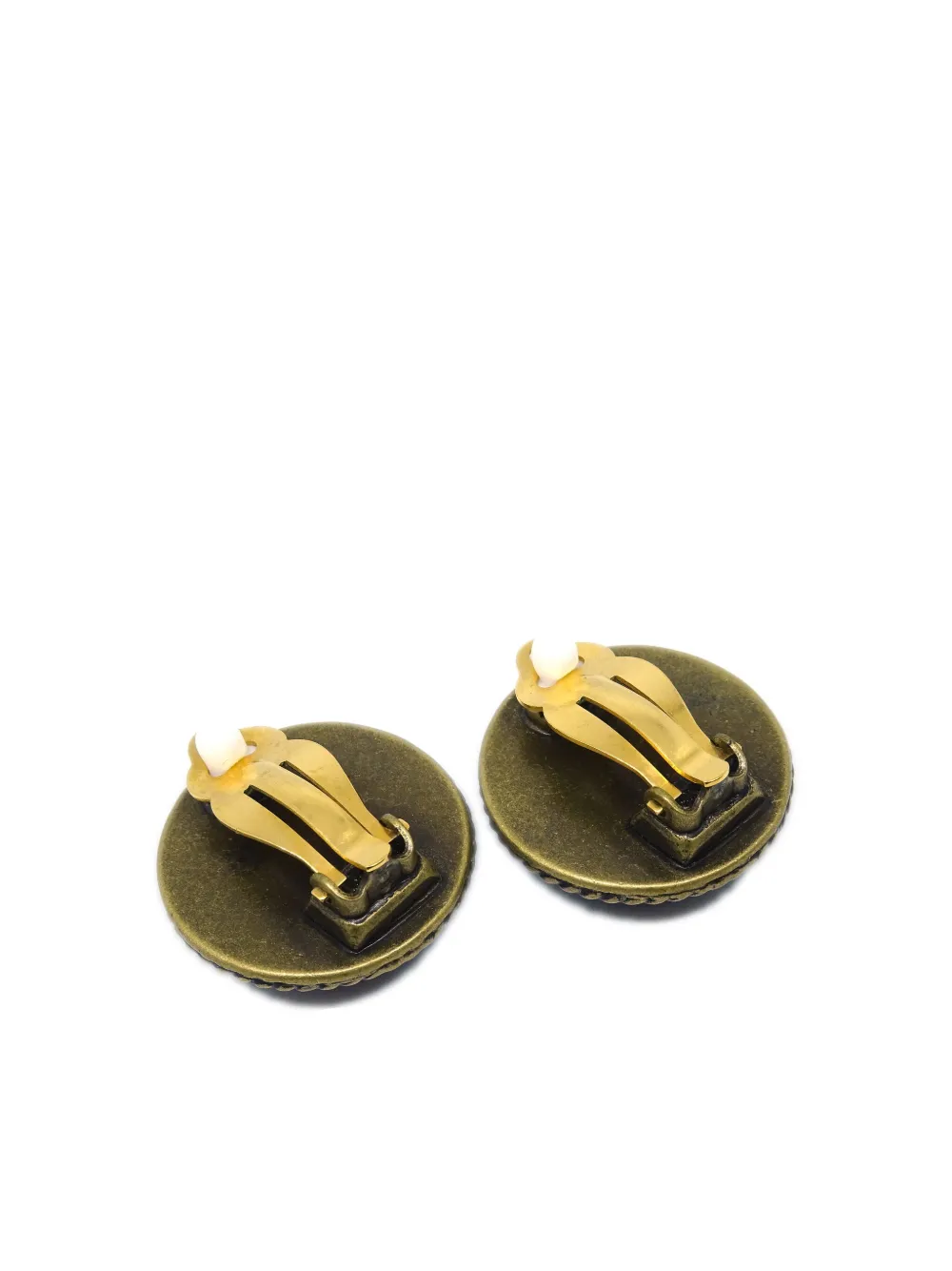 Pre-owned Chanel 2000 Cc-button Clip-on Earrings In Black