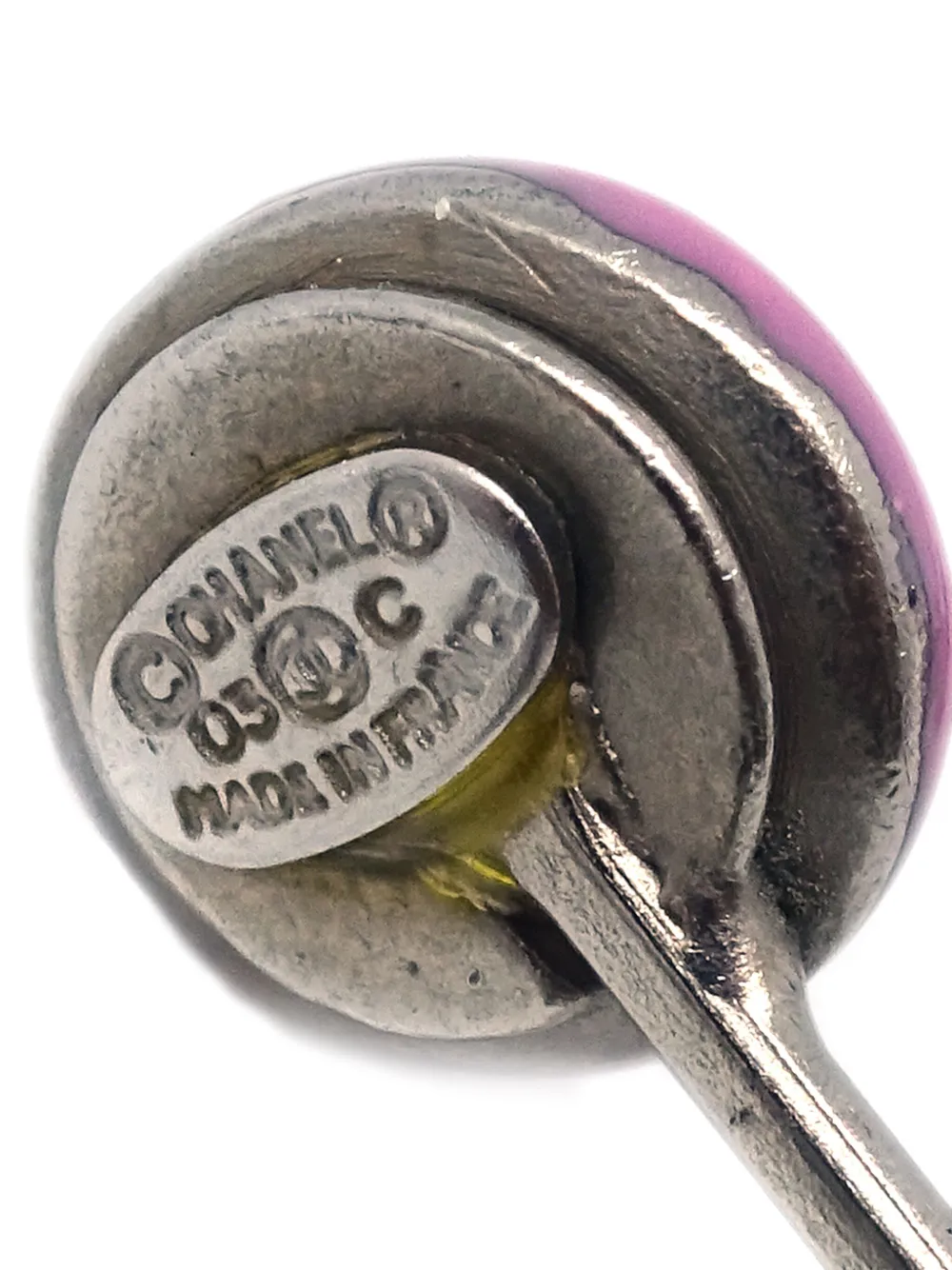 Pre-owned Chanel 2003 Cc Button Clip-on Earrings In Silver
