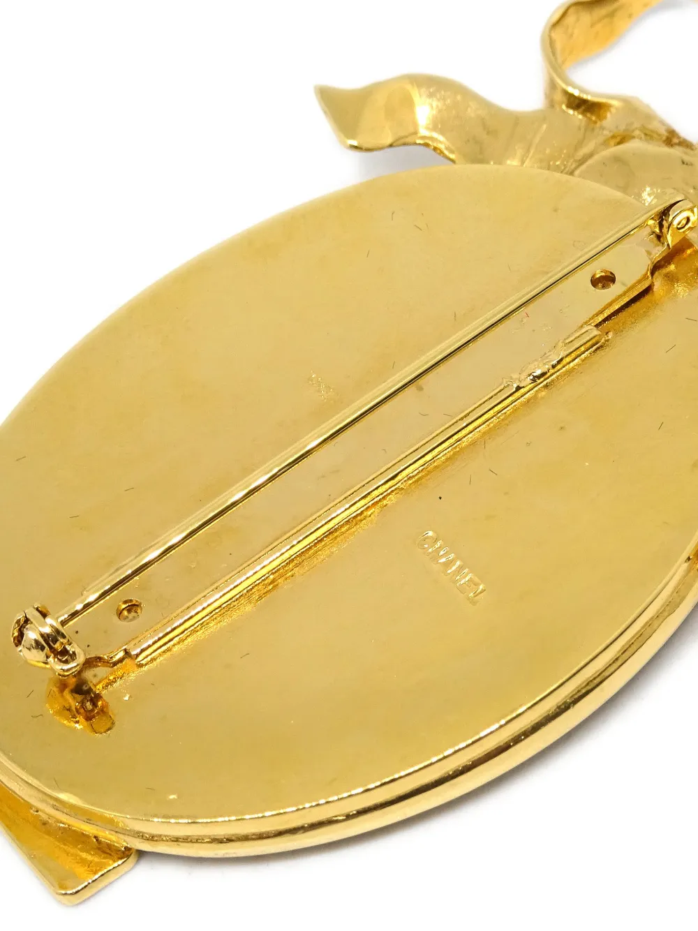 Pre-owned Chanel 1990-2000s Bow Mirror Brooch In Gold