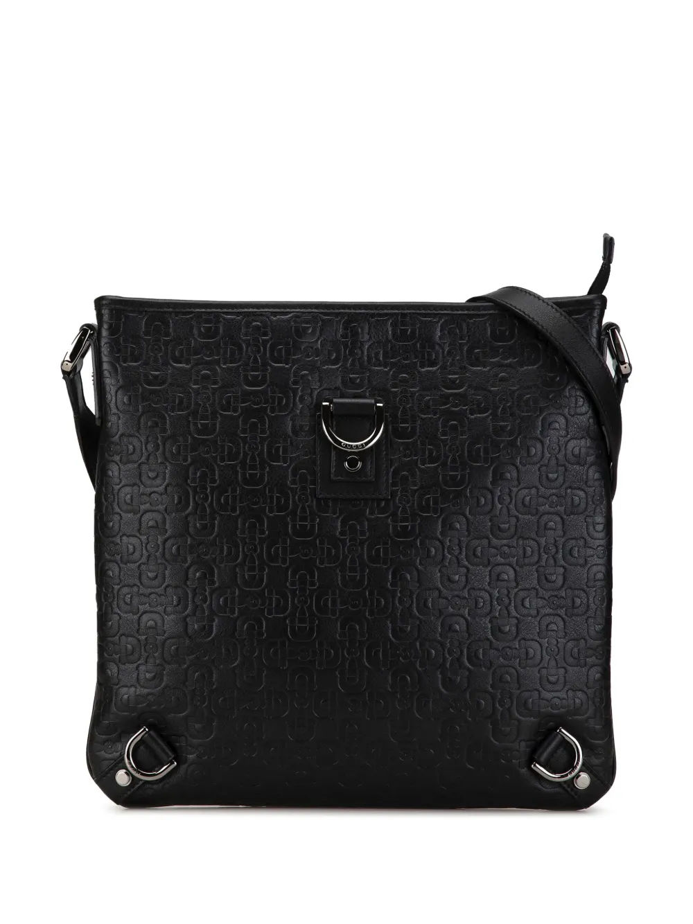 Gucci Pre-Owned 2000-2015 Embossed Leather Abbey D-Ring Horsebit crossbody bag – Black