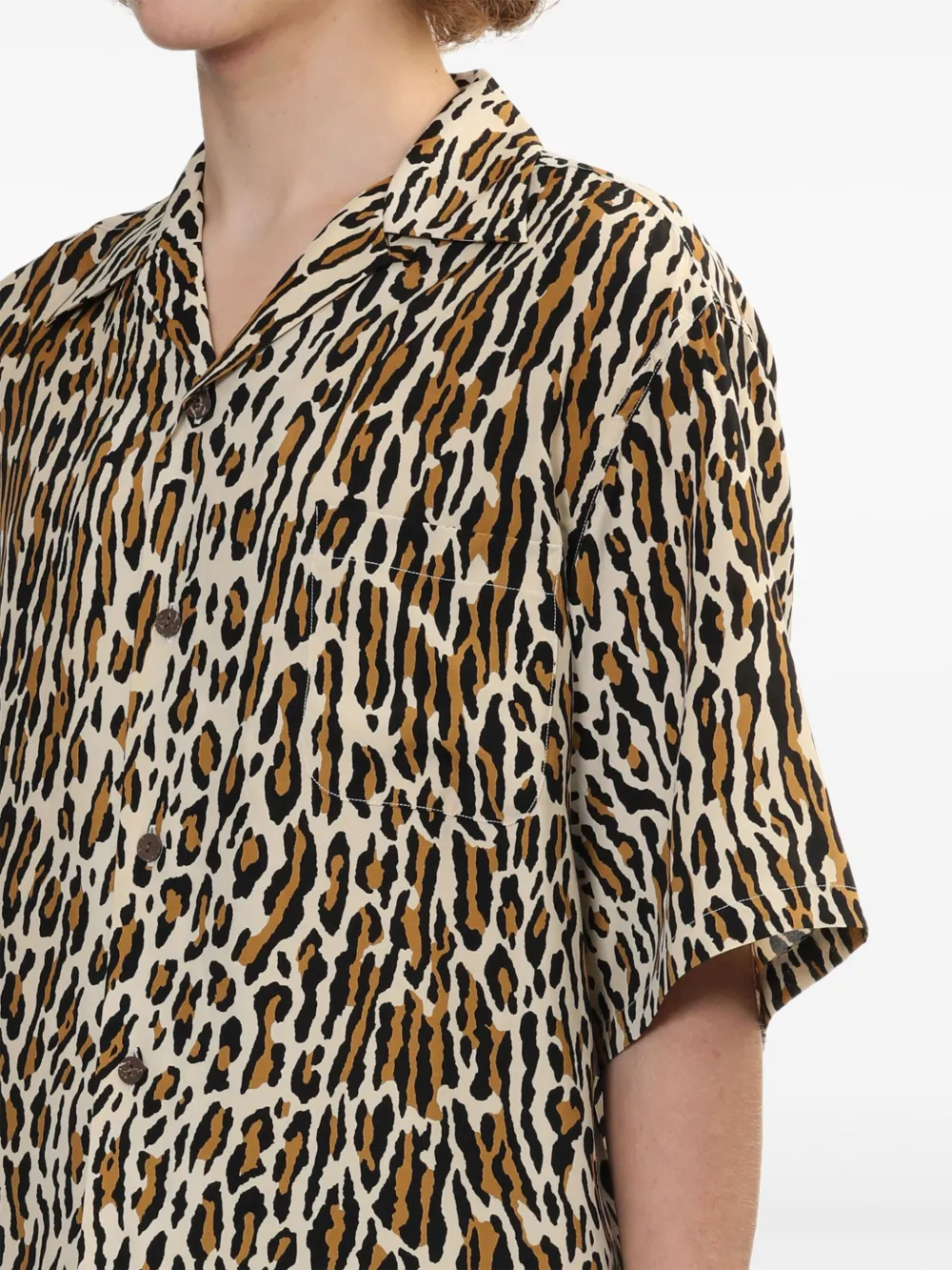 WACKO MARIA “ PRINT” シャツ L4 WACKO MARIA Convertible-Collar Leopard-Print Woven Shirt for