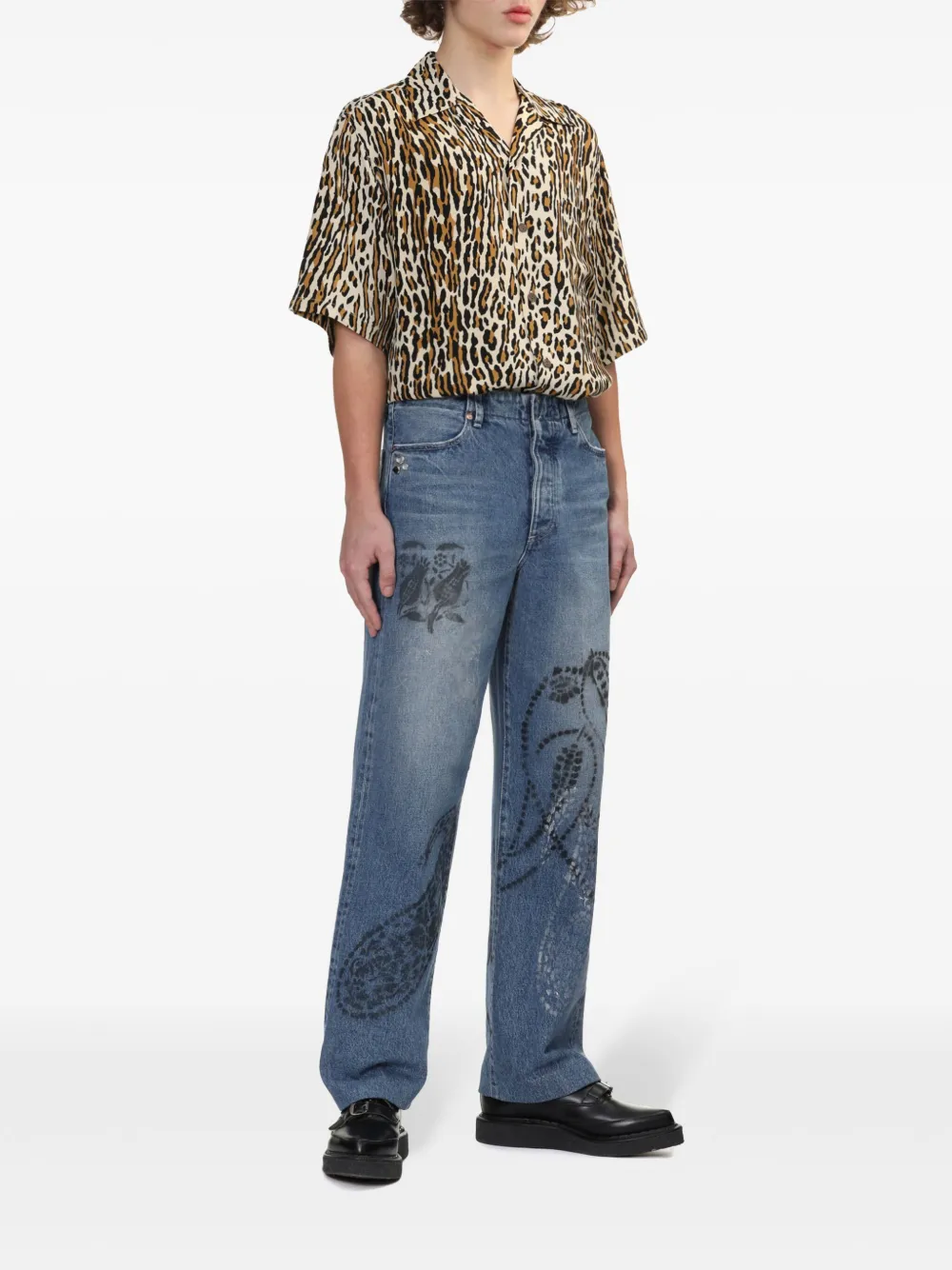 WACKO MARIA Overhemd met luipaardprint - Beige