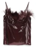 Ferragamo feather-embellished organza top - Purple