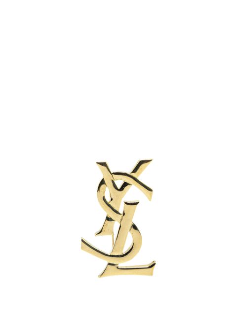 Saint Laurent Pre-Owned guldbelagt broche med monogram fra det 21. århundrede