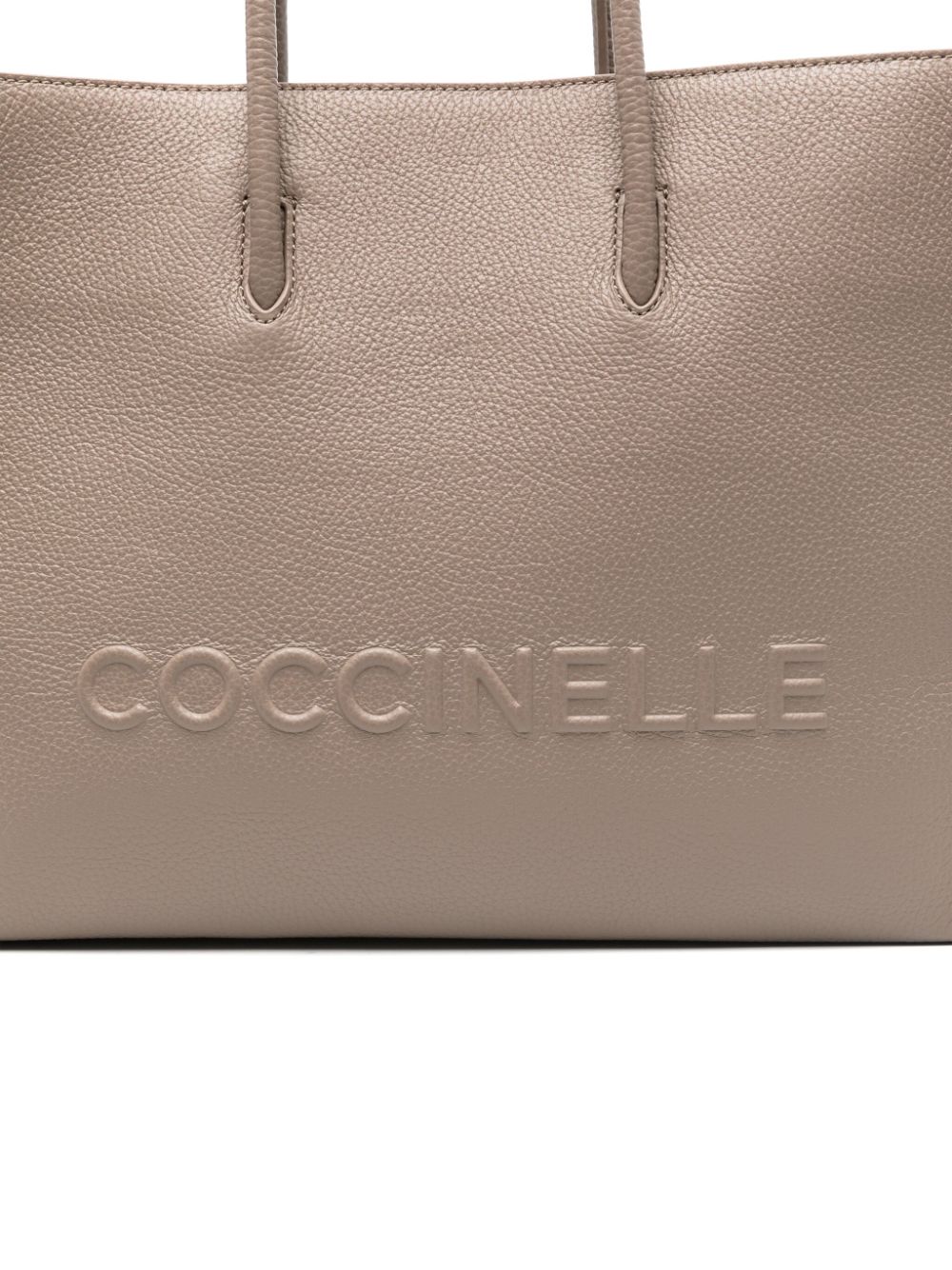 Shop Coccinelle Medium Myrtha Maxi Logo Tote Bag In Grey