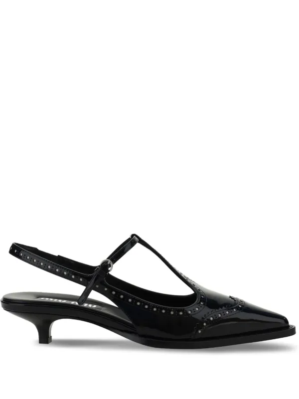 miu miu ブラックレザー ミュール Miu Miu レザーパンプス | ブラック | FARFETCH JP