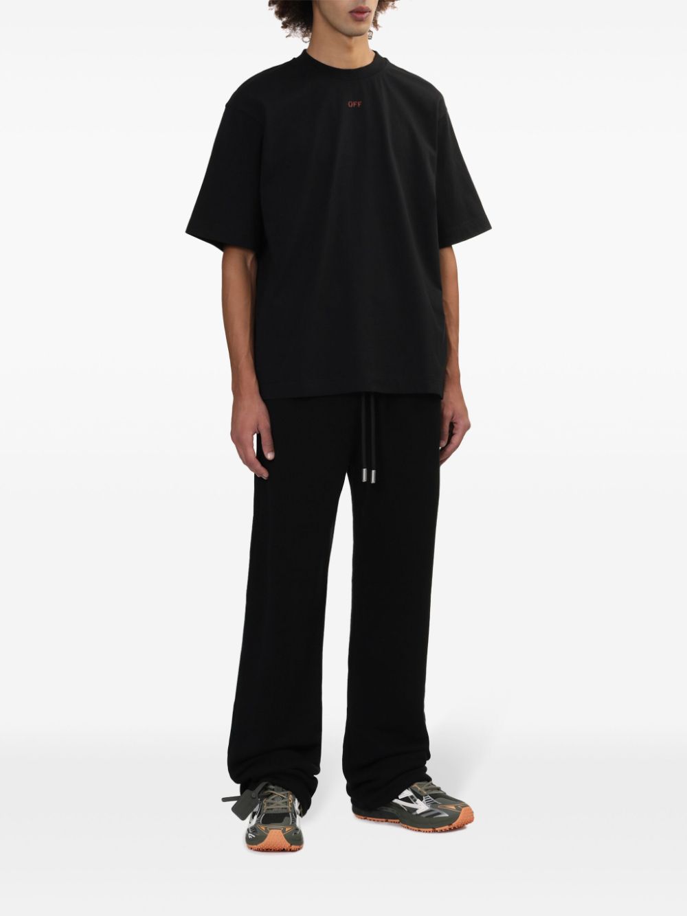 Off-White floral-embroidered track pants - Zwart