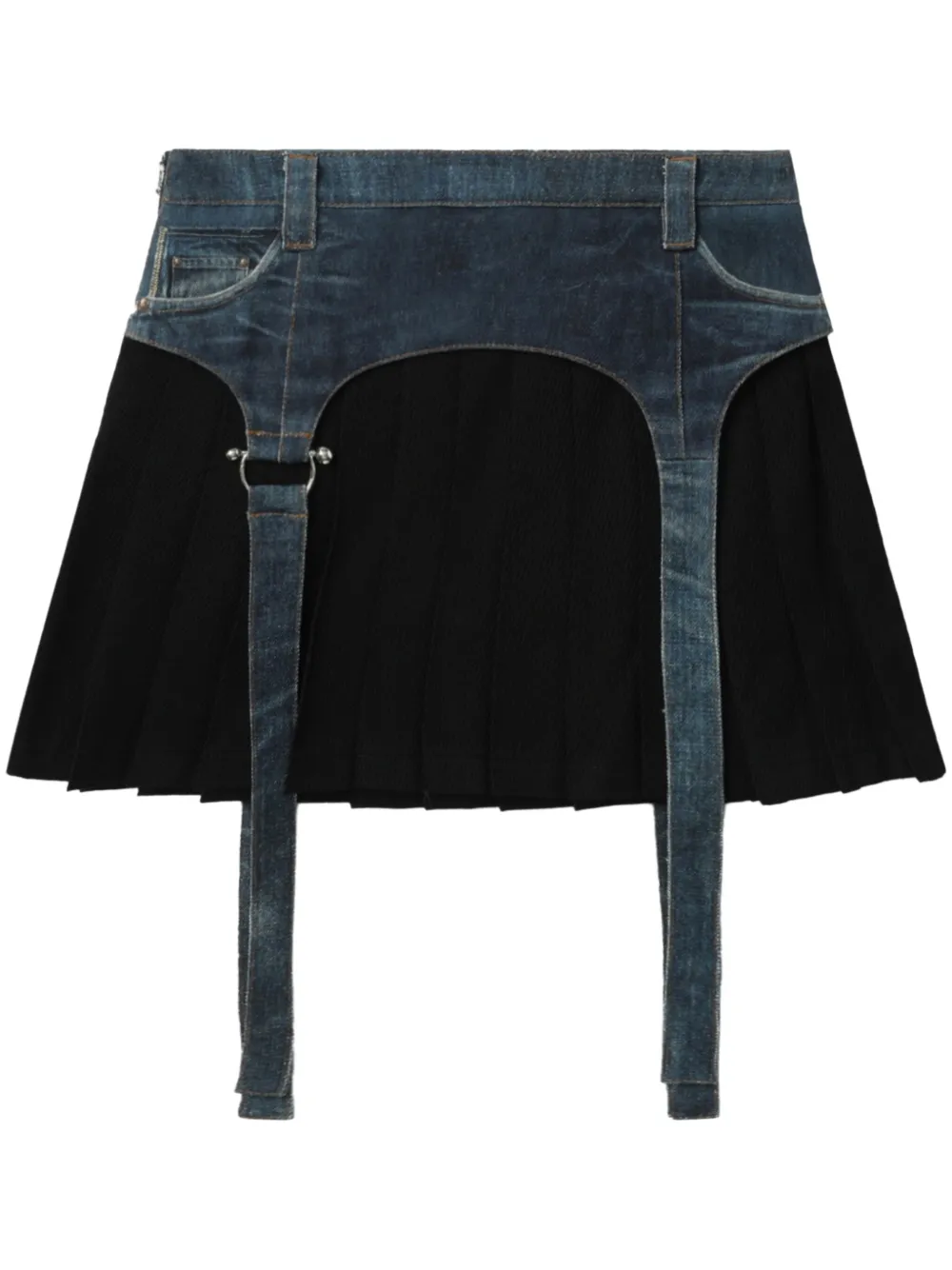 Trompe L'oeil pleated mini skirt