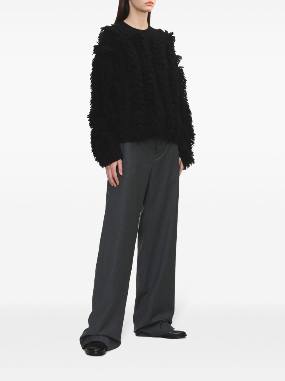 Uma Wang frayed sweater - Zwart